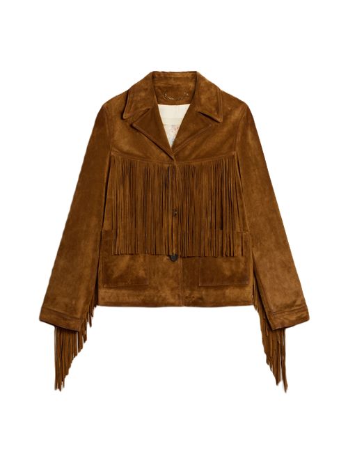 Giacca in pelle con frange Golden Goose Golden Goose | GWP02368P00216055678 TABASCO BROWN